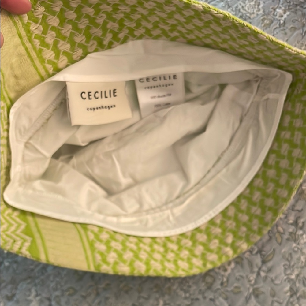 Cecilie Copenhagen Lime Green Patterned Bucket Hat - Picture 2 of 3